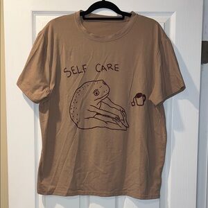 “Self Care” Toad with Tea Funny Graphic T-Shirt